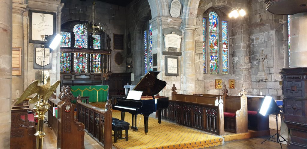 Grand piano in Berwick Parish Church